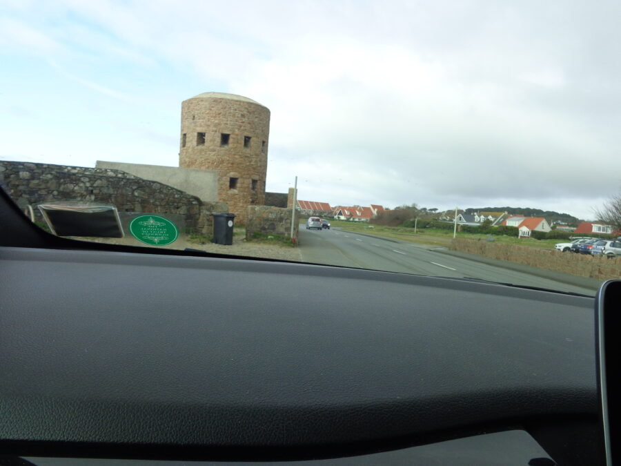 A loophole tower. These stone towers were built around the coast of Guernsey between 1778 and 1779 to help protect against potential French invasion. In total 15 were built to a standard design. They are 9 metres (30 feet) high and have a diameter of 6 metres (20 feet). There are musket loopholes on two levels all around the tower.