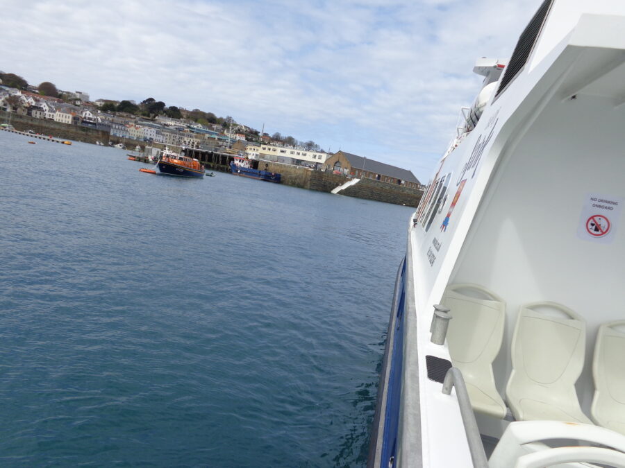 The ferry entering the harbour at St. Peter Port, Guernsey, after sailing back from the island of Sark.