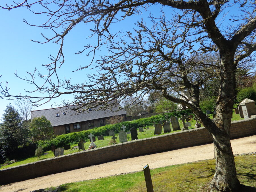 Passing by the graveyard located next to St. Peter's Church. St. Peter's is Sark's parish church and the only Church of England church on the island.