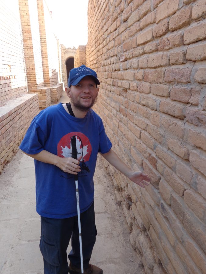 Another view of Tony in a passageway belonging to one of the temples at Dur-Kurigalzu. The floor is paved with stone blocks.